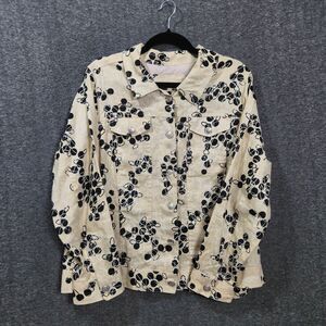 Saint Tropez West Women's Linen Jacket Button Up Floral Plus Size 1X